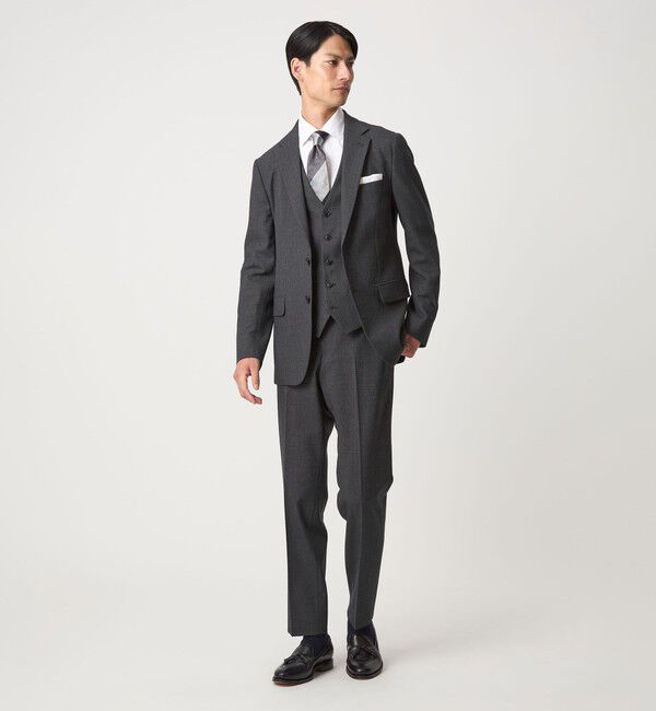 UNITED ARROWS green label relaxing「A+ TWPU バーズアイ スリム アジャスター スラックス -ウォッシャブル・ストレッチ-」|スラックス|