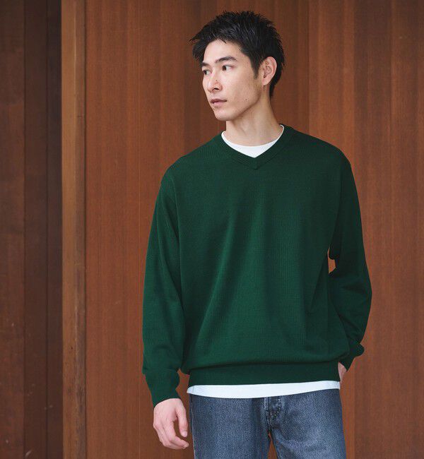 UNITED ARROWS green label relaxing「プレーン レイヤード Vネック ニット」|ニット・セーター|DK.GREEN