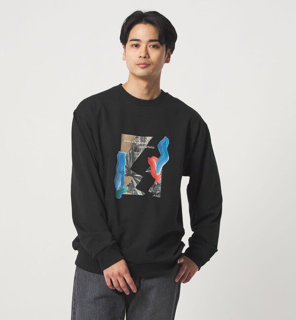 UNITED ARROWS green label relaxing「＜Phospho Graphica＞フレンチ ロングスリーブ Tシャツ スウェット」|スウェット・ジャージ|BLACK