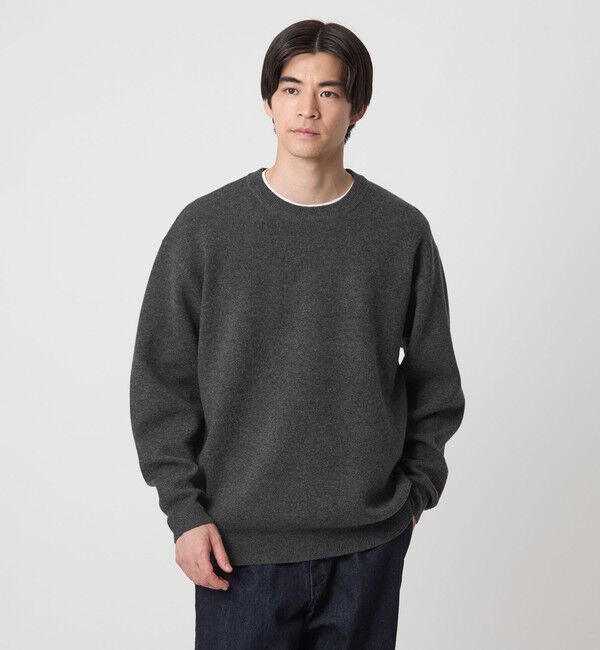 UNITED ARROWS green label relaxing「ダブルフェイス クルーネック ニット」|ニット・セーター|DK.GRAY
