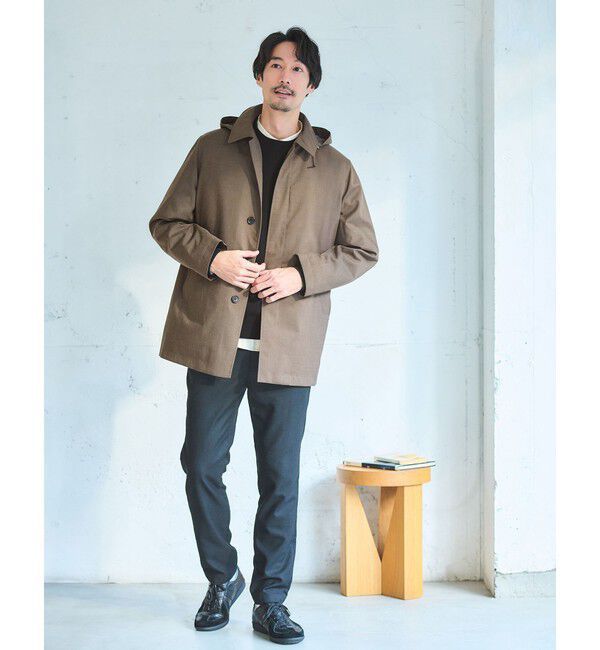 UNITED ARROWS green label relaxing「ルミレットウール TAION フード バルカラーコート -撥水-」|ステンカラーコート|