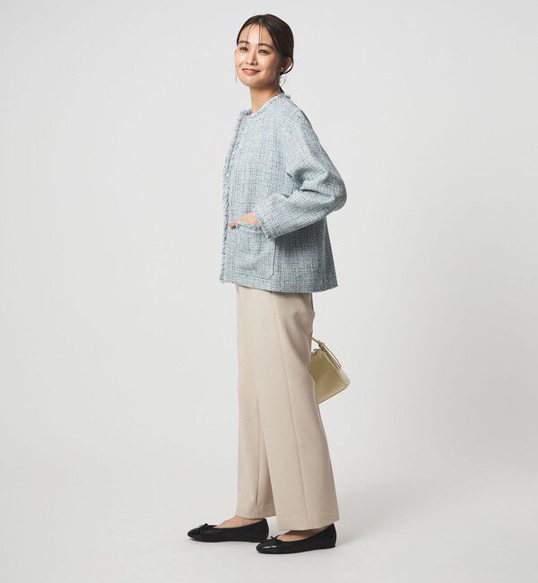 UNITED ARROWS green label relaxing「［size SHORTあり］ミックス ツイードライク ポケット ノーカラー ジャケット」|ノーカラージャケット|