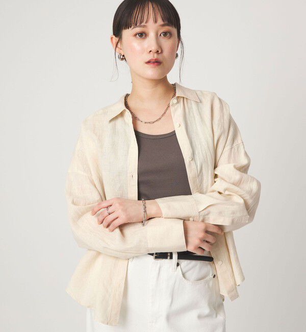UNITED ARROWS green label relaxing「【結論シリーズ】リネンバランスシャツ［size SHORTあり］」|シャツ・ブラウス|NATURAL