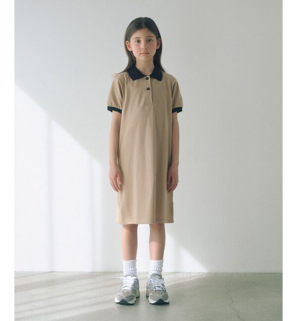 UNITED ARROWS green label relaxing「バイカラー カノコ ポロワンピース / キッズ  140cm-160cm」|ワンピース|BEIGE