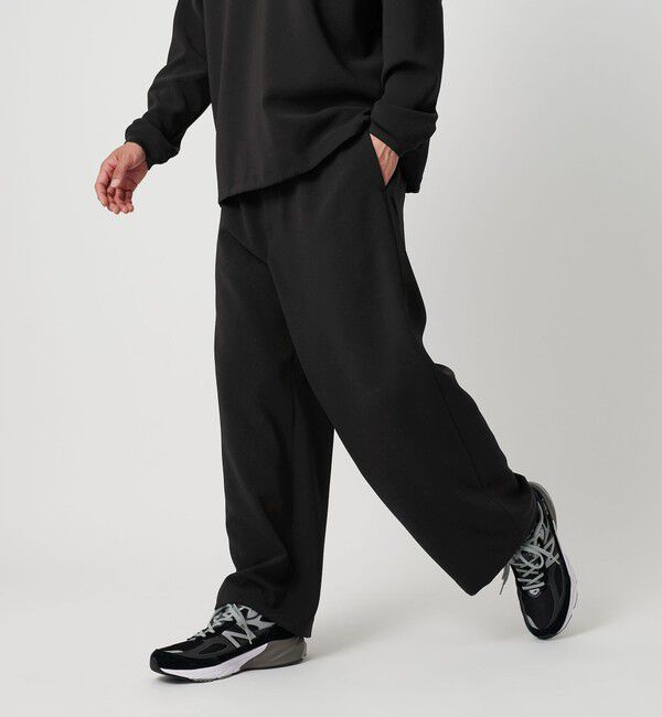 BEAUTY&YOUTH UNITED ARROWS「DUAL PACK 2.0 ワイド オフィサーパンツ -セットアップ対応 ウォッシャブル マルチ機能-」|チノ|BLACK