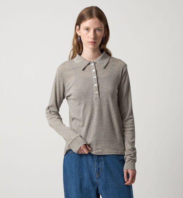 STEVEN ALAN「＜Steven Alan＞ラメ ジャージー ポロカットソー」|Tシャツ・カットソー|MD.GRAY