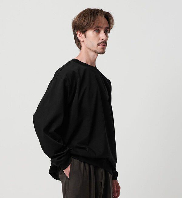 BEAUTY&YOUTH UNITED ARROWS「ファイン グロッシー コットン スウェットTシャツ」|Tシャツ・カットソー|BLACK