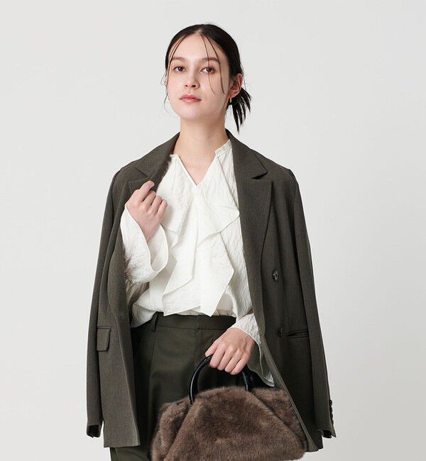 BEAUTY&YOUTH UNITED ARROWS「ラッフル スキッパーブラウス ウォッシャブル」|シャツ・ブラウス|WHITE