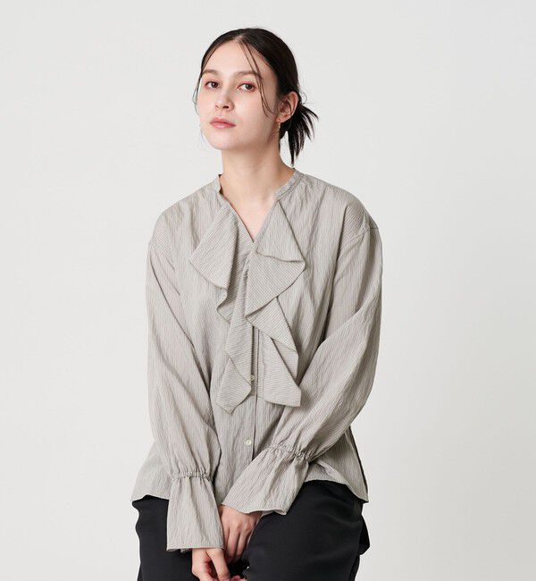 BEAUTY&YOUTH UNITED ARROWS「ラッフル スキッパーブラウス ウォッシャブル」|シャツ・ブラウス|LT.GRAY