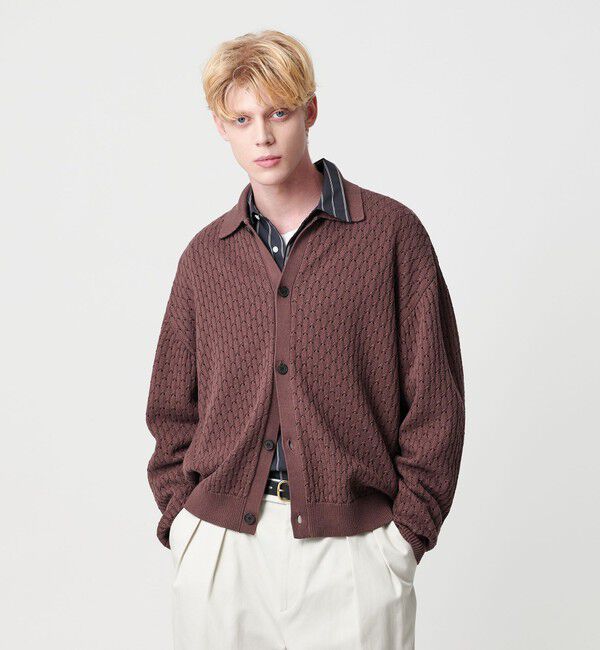 BEAUTY&YOUTH UNITED ARROWS「オブリック パターン ポロジャケット」|カーディガン|
