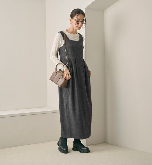 BEAUTY&YOUTH UNITED ARROWS「【WEB限定 Wardrobe DAILY MINIMAL】ウールライクメランジ スクエアネックワンピース ウォッシャブル」|ワンピース|