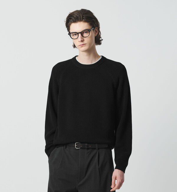 BEAUTY&YOUTH UNITED ARROWS「クリスプ アゼ スリーク クルーネック ニット」|ニット・セーター|BLACK