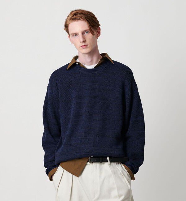 BEAUTY&YOUTH UNITED ARROWS「ドロップ ミラノ ミックス クルーネック ニット」|ニット・セーター|NAVY