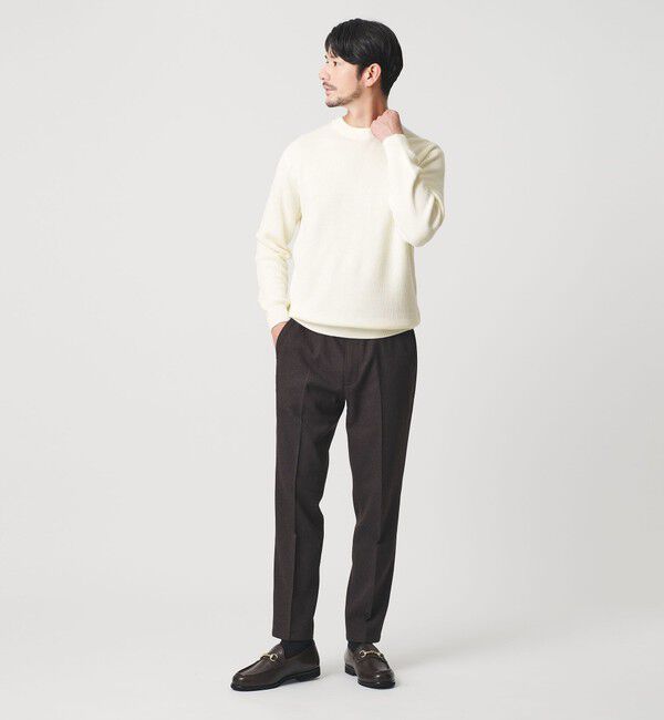 BEAUTY&YOUTH UNITED ARROWS「【WEB限定 WARDROBE SMART】マシーンウォッシャブル ウールミックス アゼ クルーネック」|ニット・セーター|