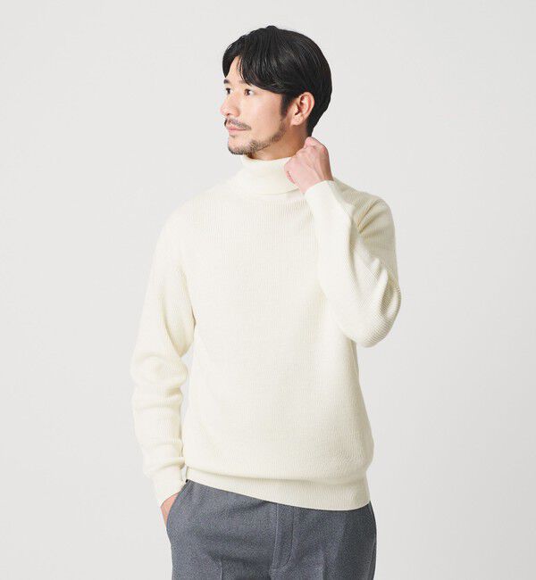 BEAUTY&YOUTH UNITED ARROWS「【WEB限定 WARDROBE SMART】マシーンウォッシャブル ウールミックス アゼ タートルネック」|ニット・セーター|