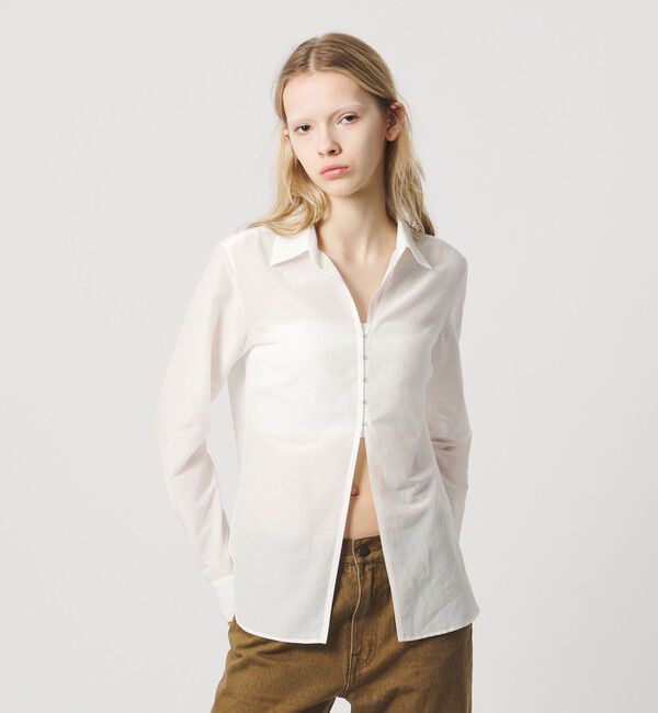 ATTISESSION「＜ATTISESSION＞コットン シルク ホック シャツ」|シャツ・ブラウス|WHITE