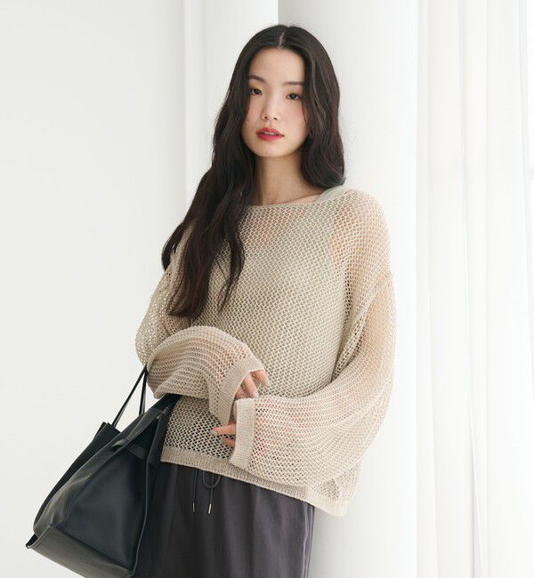 BEAUTY&YOUTH UNITED ARROWS「ペーパーメッシュ ショートワイド ニットプルオーバー ウォッシャブル」|ニット・セーター|