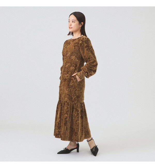 Ray BEAMS 「RBS / ジャカード ベルベット ワンピース」|ワンピース|CAMEL