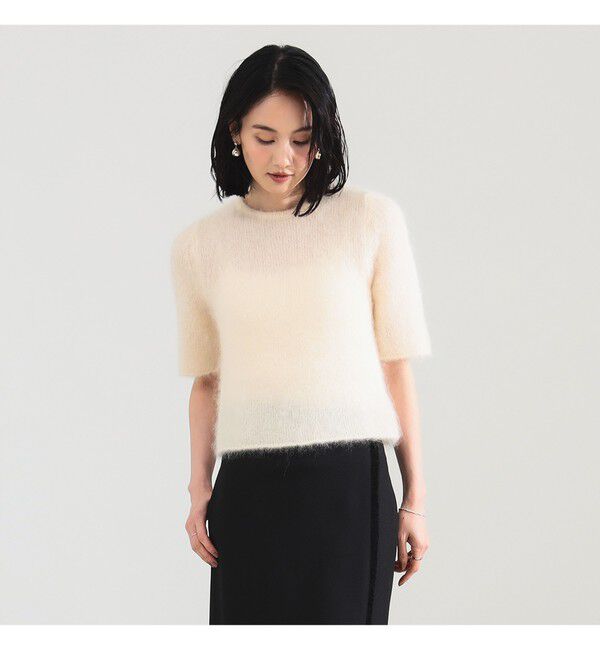 Demi-Luxe BEAMS 「モヘヤ ハーフスリーブ 2WAY プルオーバー」|ニット・セーター|OFF_WHITE