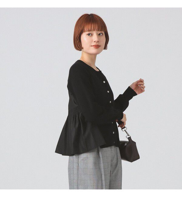 Ray BEAMS 「異素材 キリカエ カーディガン」|カーディガン|BLACK