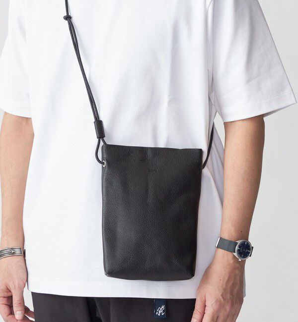 SHIPS「SHIPS: レザー ショルダーバッグ」|ショルダー・メッセンジャー|ブラック