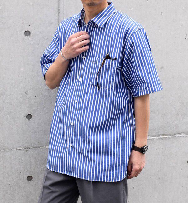 SHIPS any「SHIPS any: ブルーパレット ソリッド / ストライプ リラックス レギュラーカラー シャツ◇」|シャツ・ブラウス|