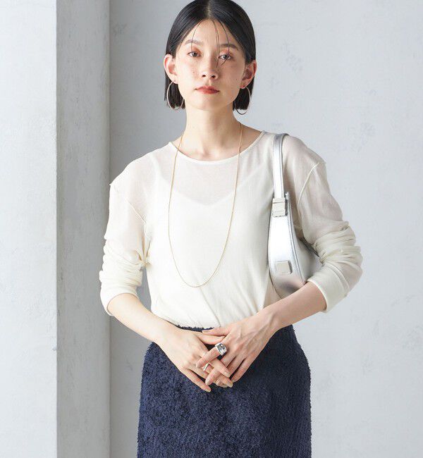 SHIPS for women「〈手洗い可能〉シアー ストレッチ クルーネック プルオーバー」|Tシャツ・カットソー|