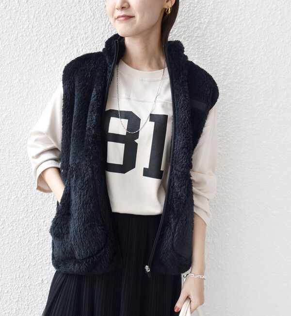 SHIPS for women「【一部WEB限定 / SHIPS別注】Champion:〈洗濯機可能〉フリース ベスト」|ベスト・ジレ|ブラック