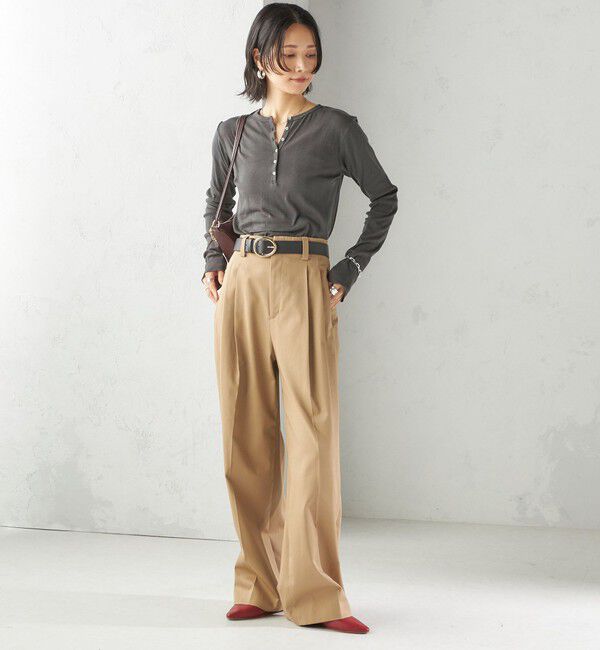 SHIPS for women「【SHIPS別注】miller: シアー ヘンリー ネック ロング スリーブ TEE」|Tシャツ・カットソー|