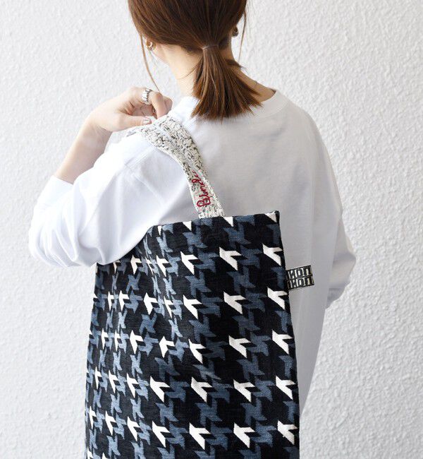 SHIPS any「【SHIPS any別注】BINDU: ジャカード 千鳥 トート バッグ」|トートバッグ|ブラック