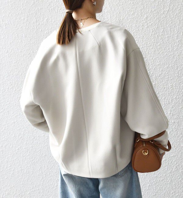 SHIPS any「SHIPS any:〈洗濯機可能〉ダブルクロス ノーカラー ジップ ブルゾン［NAVY BLUE］」|ノーカラージャケット|