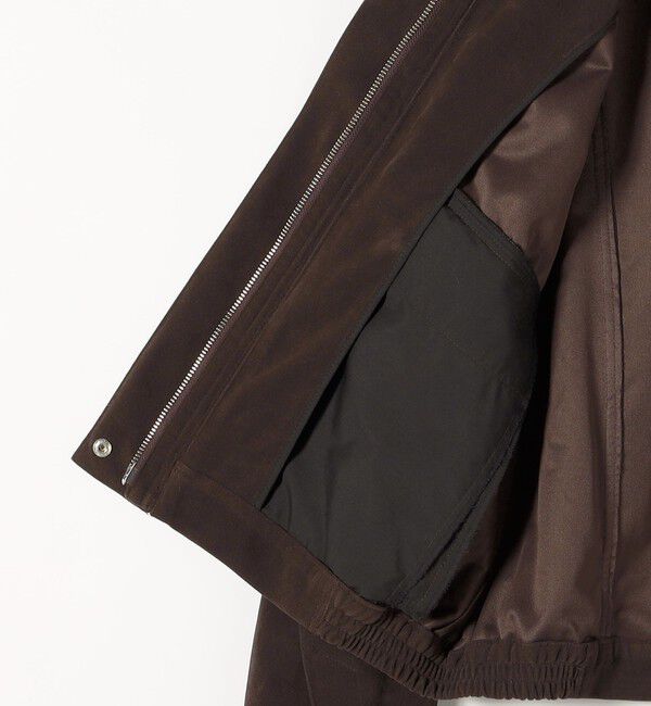 quaranciel「quaranciel〈洗濯機可能〉ポリエステル スエード スタンドカラー ジップ ショート ブルゾン」|ブルゾン・スタジャン|