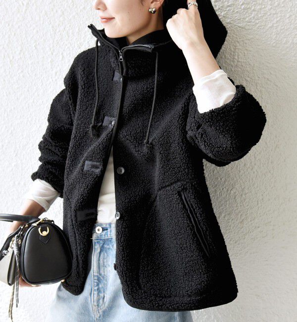 SHIPS any「SHIPS any:〈洗濯機可能〉ボア フリース 2WAY フーディー ブルゾン」|ブルゾン・スタジャン|