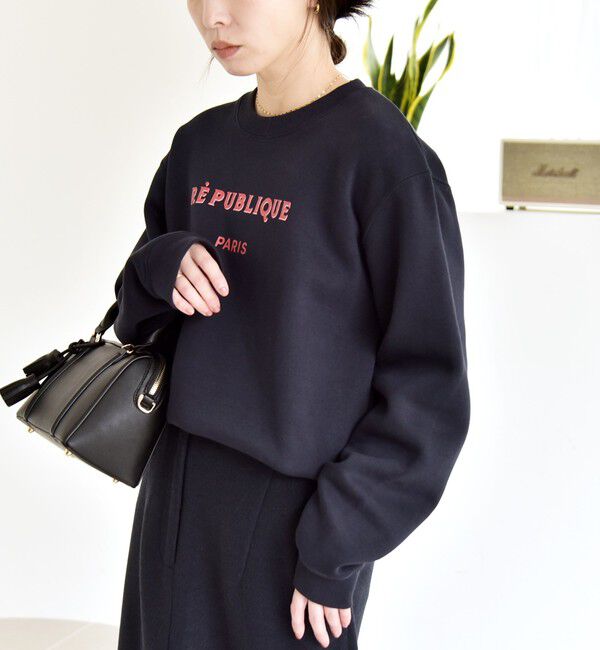 quaranciel「ANGE IN DISGUISE:〈手洗い可能〉デザイン ロゴ プリント スウェット」|スウェット・ジャージ|ネイビー