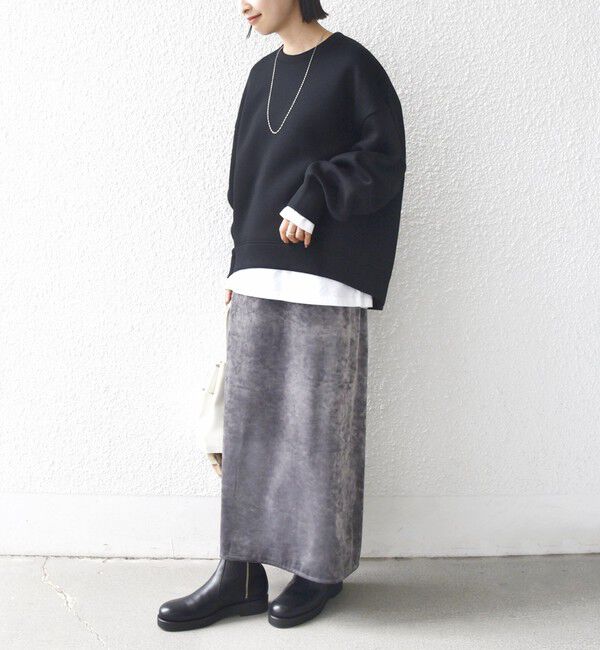 SHIPS for women「〈手洗い可能〉スノー クラッシュ ポリエステル ベロア ウエスト ゴム スカート」|スカート|