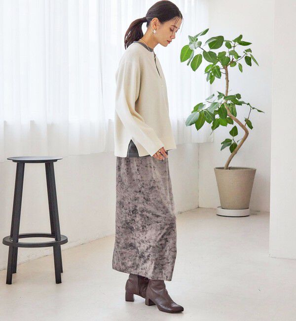 SHIPS for women「〈手洗い可能〉スノー クラッシュ ポリエステル ベロア ウエスト ゴム スカート」|スカート|