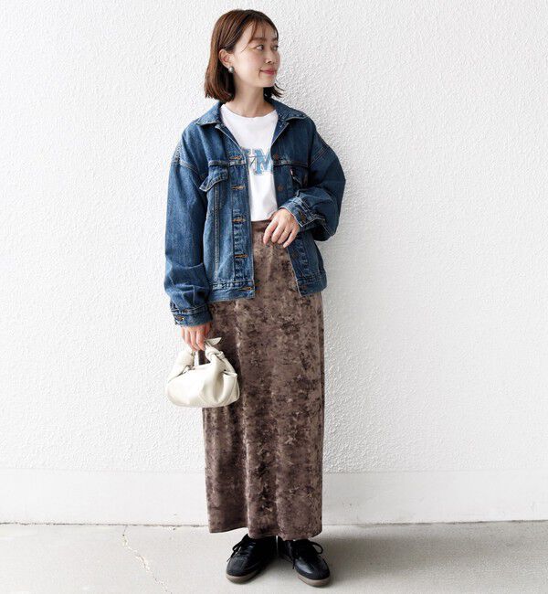 SHIPS for women「〈手洗い可能〉スノー クラッシュ ポリエステル ベロア ウエスト ゴム スカート」|スカート|