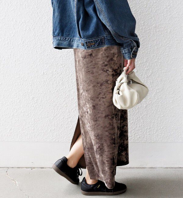 SHIPS for women「〈手洗い可能〉スノー クラッシュ ポリエステル ベロア ウエスト ゴム スカート」|スカート|