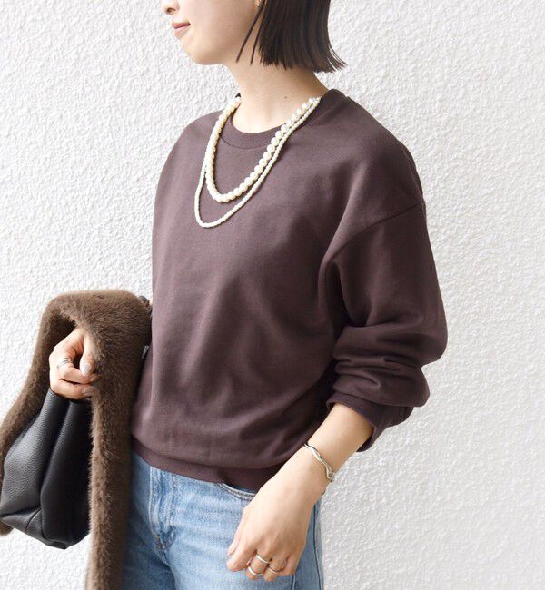 SHIPS for women「【WEB限定】〈手洗い可能〉パール調 ネックレス チャーム 付 ドルマン スウェット」|スウェット・ジャージ|