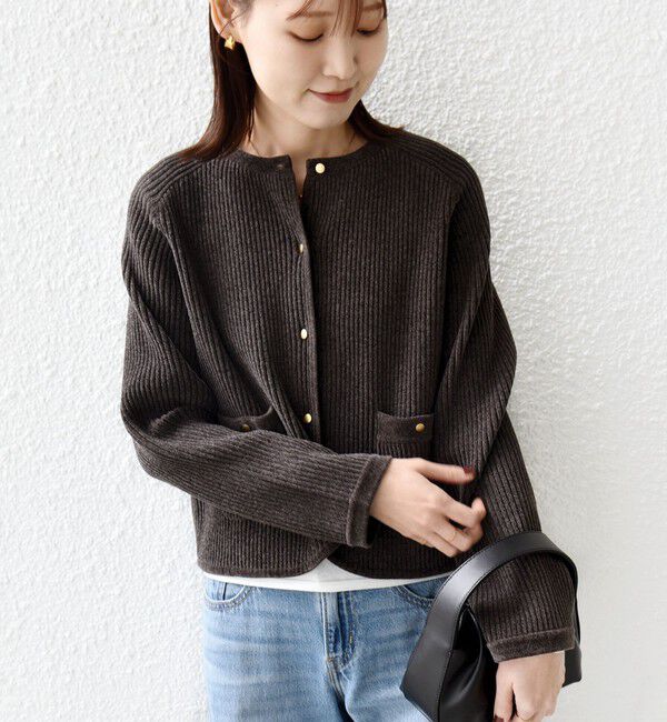 SHIPS for women「〈手洗い可能〉モール リブ クルーネック カーディガン」|カーディガン|