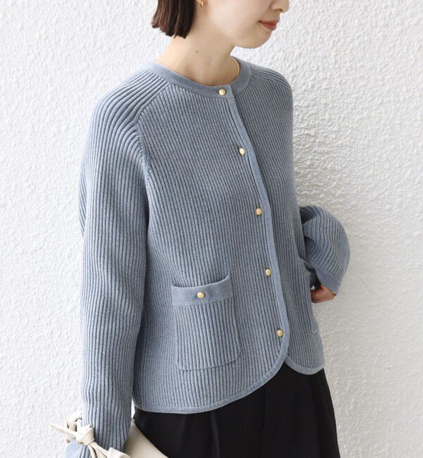 SHIPS for women「〈手洗い可能〉モール リブ クルーネック カーディガン」|カーディガン|