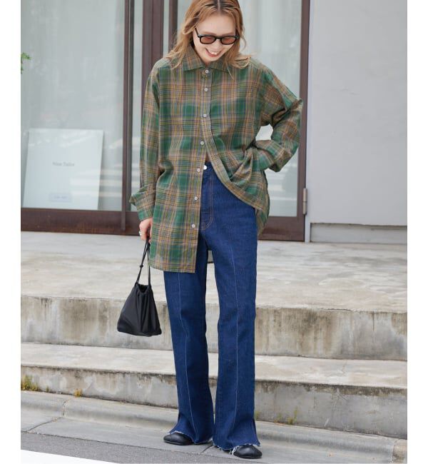 OUTDOOR PRODUCTS Usual Things「追加 シアーチェックスプレッドカラーシャツ」|シャツ・ブラウス|