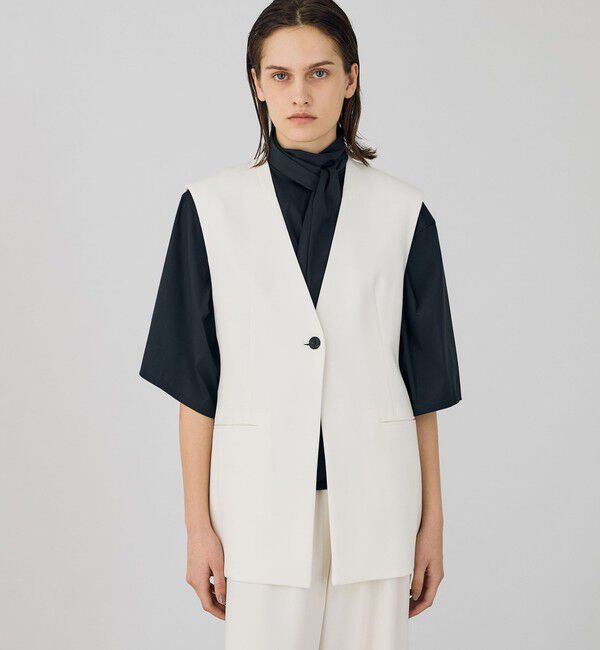 DES PRES「ライトダブルクロス ノーカラージレ」|ベスト・ジレ|