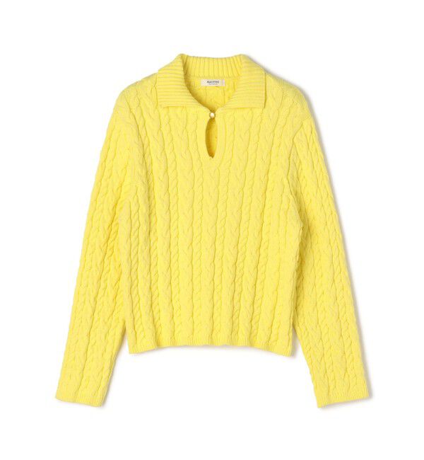 MACPHEE「ハイブリットコットンケーブル ポロプルオーバー」|ニット・セーター|21 ライトイエロー