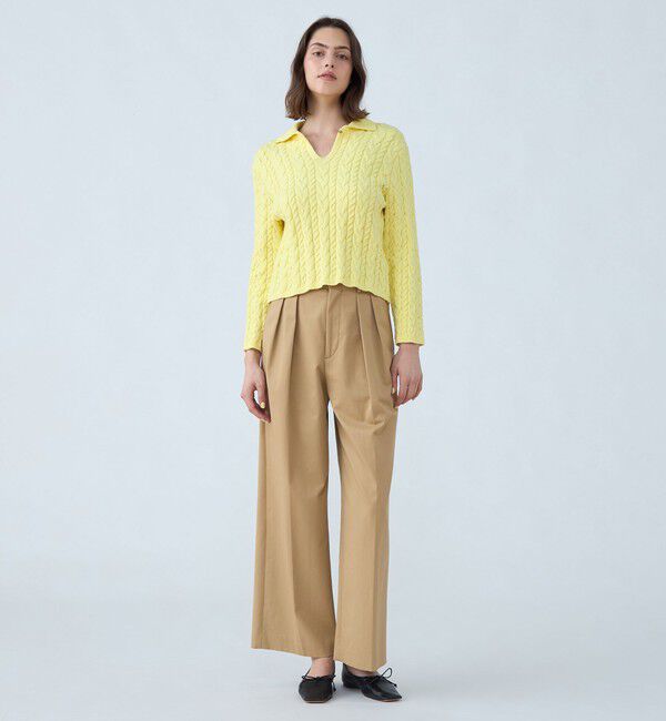 MACPHEE「ハイブリットコットンケーブル ポロプルオーバー」|ニット・セーター|