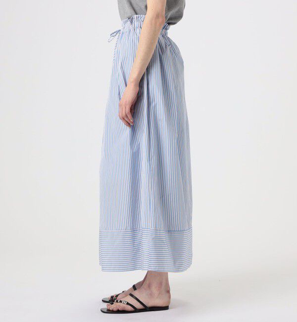MACPHEE「メモリータフタストライプ ギャザーロングスカート」|フレア|