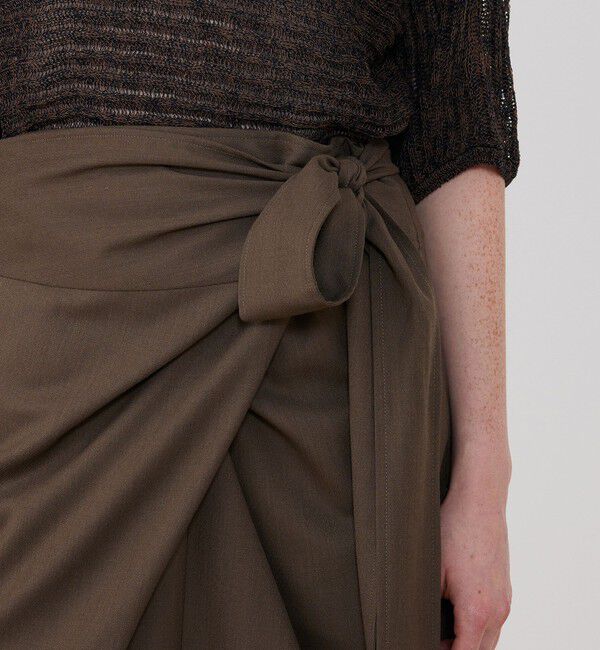 GALERIE VIE「クレープウールストレッチ ラップマキシスカート」|タイト|