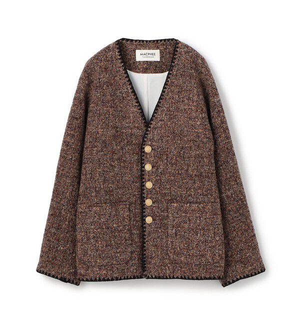 MACPHEE「スライバージャージー Vカラージャケット」|ノーカラージャケット|28 ブラウン系