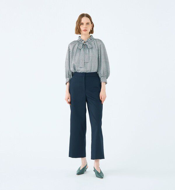 Ballsey「ラグスクエアプリント フリルネックブラウス」|シャツ・ブラウス|