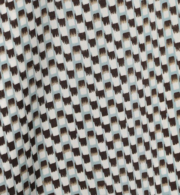 Ballsey「ラグスクエアプリント フリルネックブラウス」|シャツ・ブラウス|